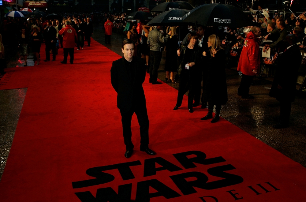 British actor Ewan McGregor poses as he arrives for the UK premiere of the Star Wars film 