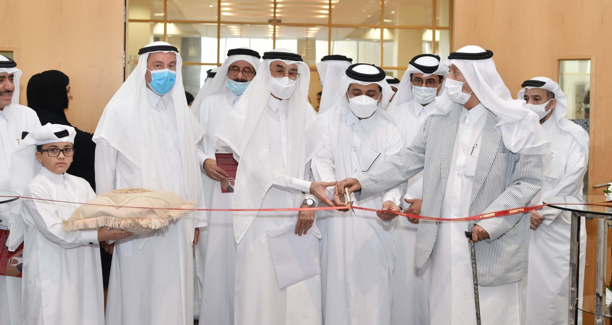 President of Qatar University Dr. Hassan bin Rashid Al Derham with other officials during inauguration of late Dr. Ahmed Al Obaidan’s Collection at Qatar University Library.