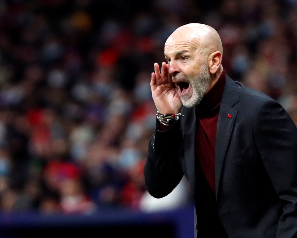November 24, 2021 AC Milan coach Stefano Pioli reacts REUTERS/Juan Medina/File Photo