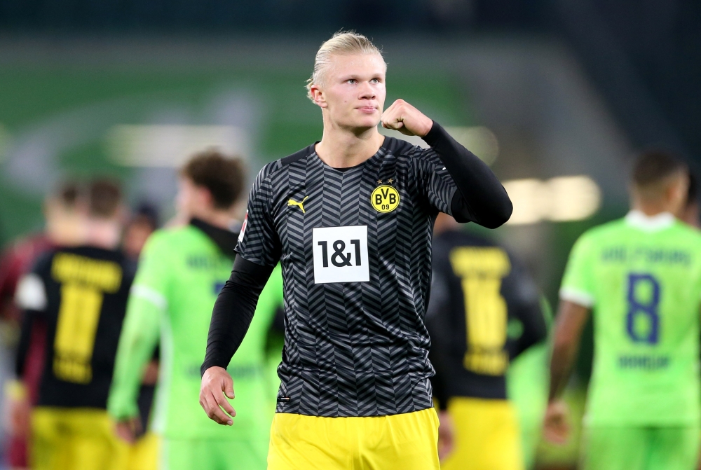Borussia Dortmund's Erling Braut Haaland celebrates after the match REUTERS/Cathrin MuellerAND/OR QUASI-VIDEO.