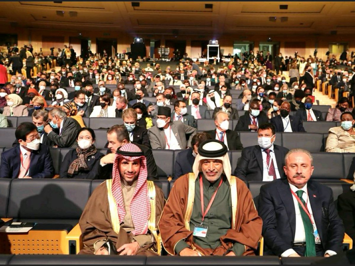 Shura Council Speaker H E Hassan bin Abdullah Al Ghanem during the opening of the 143rd General Assembly of the Inter-Parliamentary Union, in Madrid, Spain.
