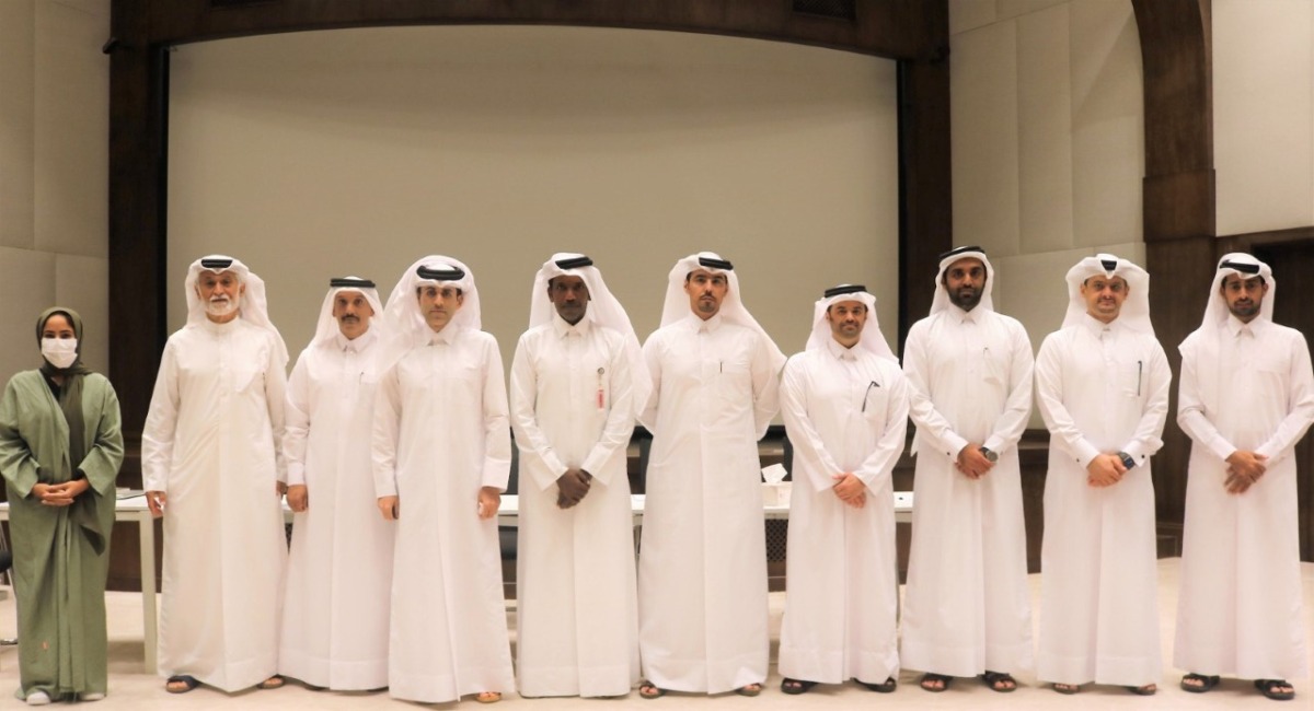 President of the Qatar Cycling and Triathlon Federation (QCTF) Dr Muhammad Jaham Al Kuwari and QCTF officials pose for a photograph after the General Assembly held at the Qatar Olympic Committee.