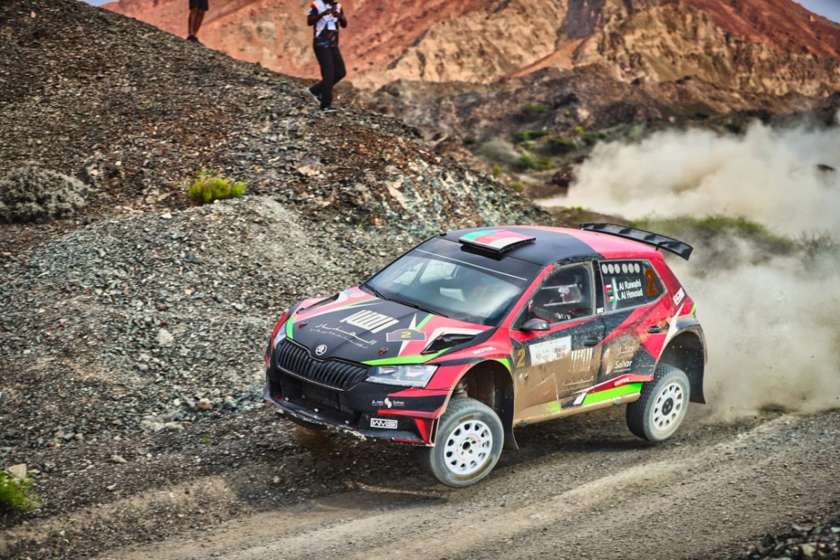Abdullah Al Rawahi drives during the Oman Rally.