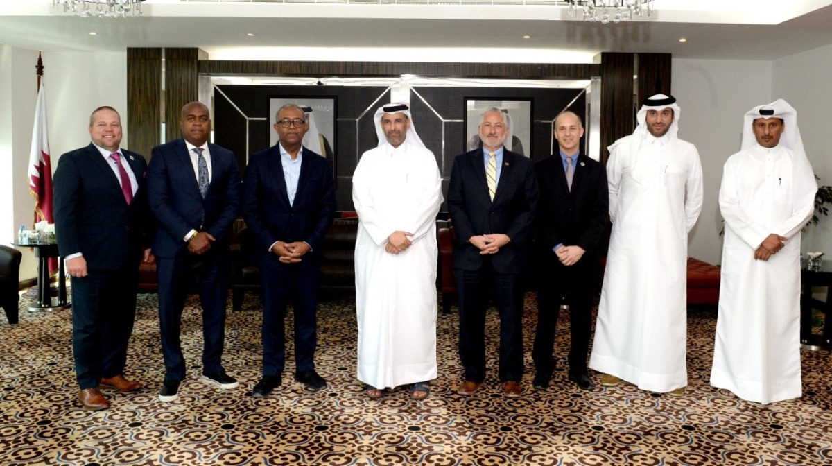 Minister of Environment and Climate Change  H E Sheikh Dr. Faleh bin Nasser bin Ahmed bin Ali Al Thani with mayors of US cities during a meeting.
