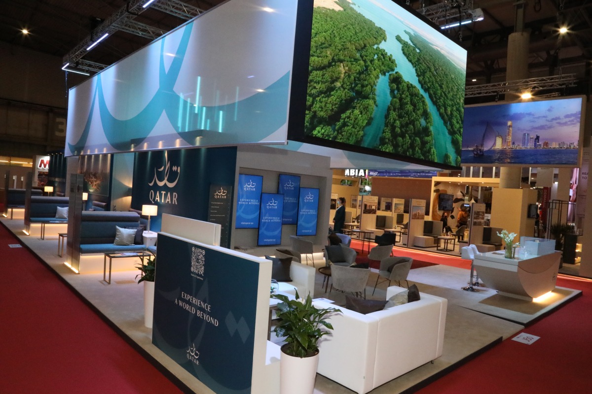 Qatar’s booth at the IBTM World 2021 in Barcelona, Spain.