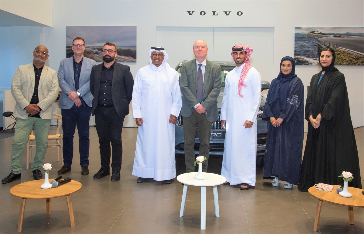 Ambassador of Sweden to Qatar H E  Anders Bengtcén; Chairman of Friends of Nature, Dr. Saif Ali Al Hajari and Domasco Volvo Managing Director, Jonathan Pollock during the event at Volvo Showroom.