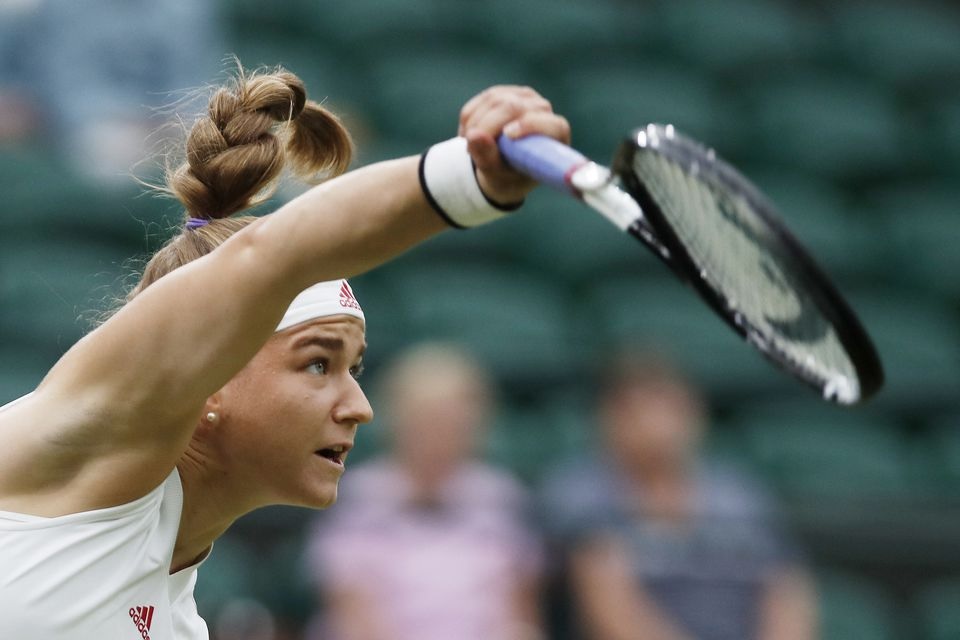 Czech Republic's Karolina Muchova in action during her quarter final match against Germany's Angelique Kerber. REUTERS/Paul Childs

