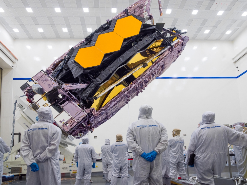 The James Webb Space Telescope is packed up for shipment to its launch site in Kourou, French Guiana in an undated photograph at Northrop Grumman's Space Park in Redondo Beach, California. NASA/Chris Gunn/Handout via Reuters