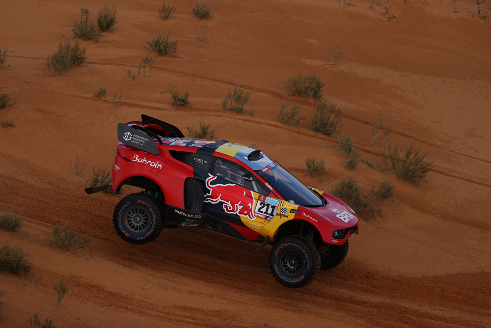 Bahrain Raid Xtreme’s Sebastien Loeb and co-driver Fabian Lurquin in action, yesterday. 