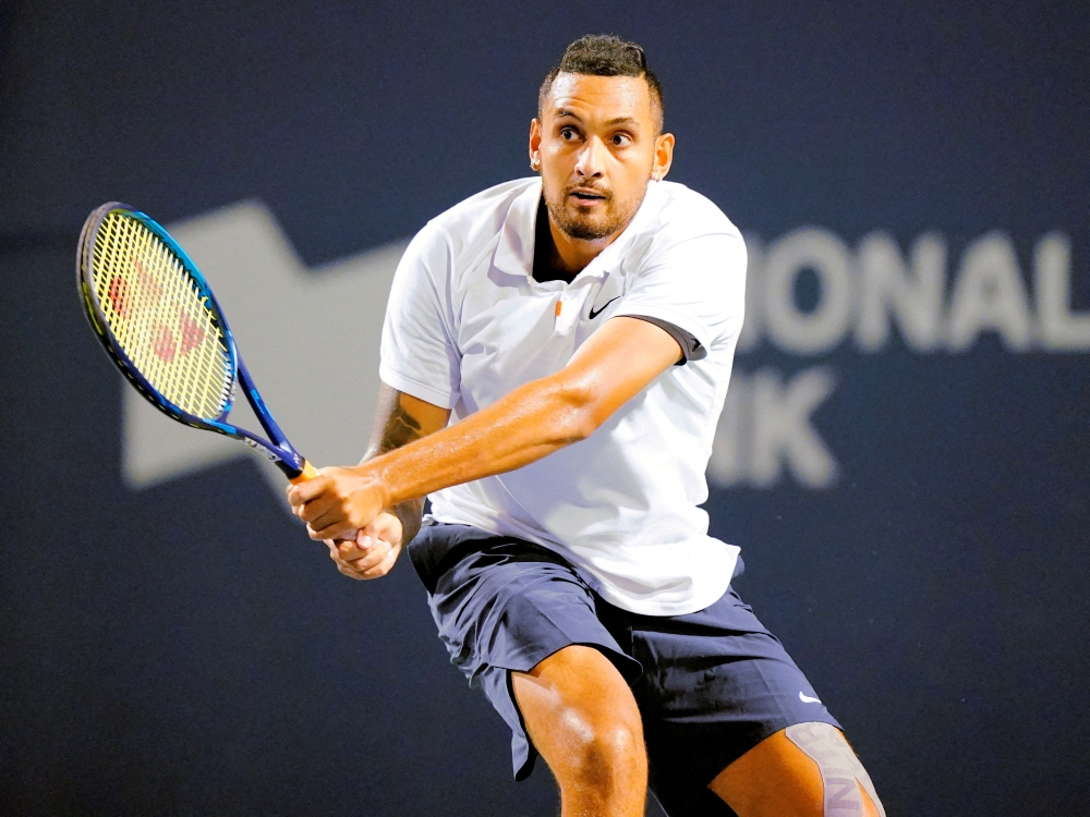 Nick Kyrgios of Australia returns a ball to Reilly Opelka of the United States (not pictured) at Aviva Centre. Mandatory Credit: John E. Sokolowski-USA TODAY Sports/File Photo