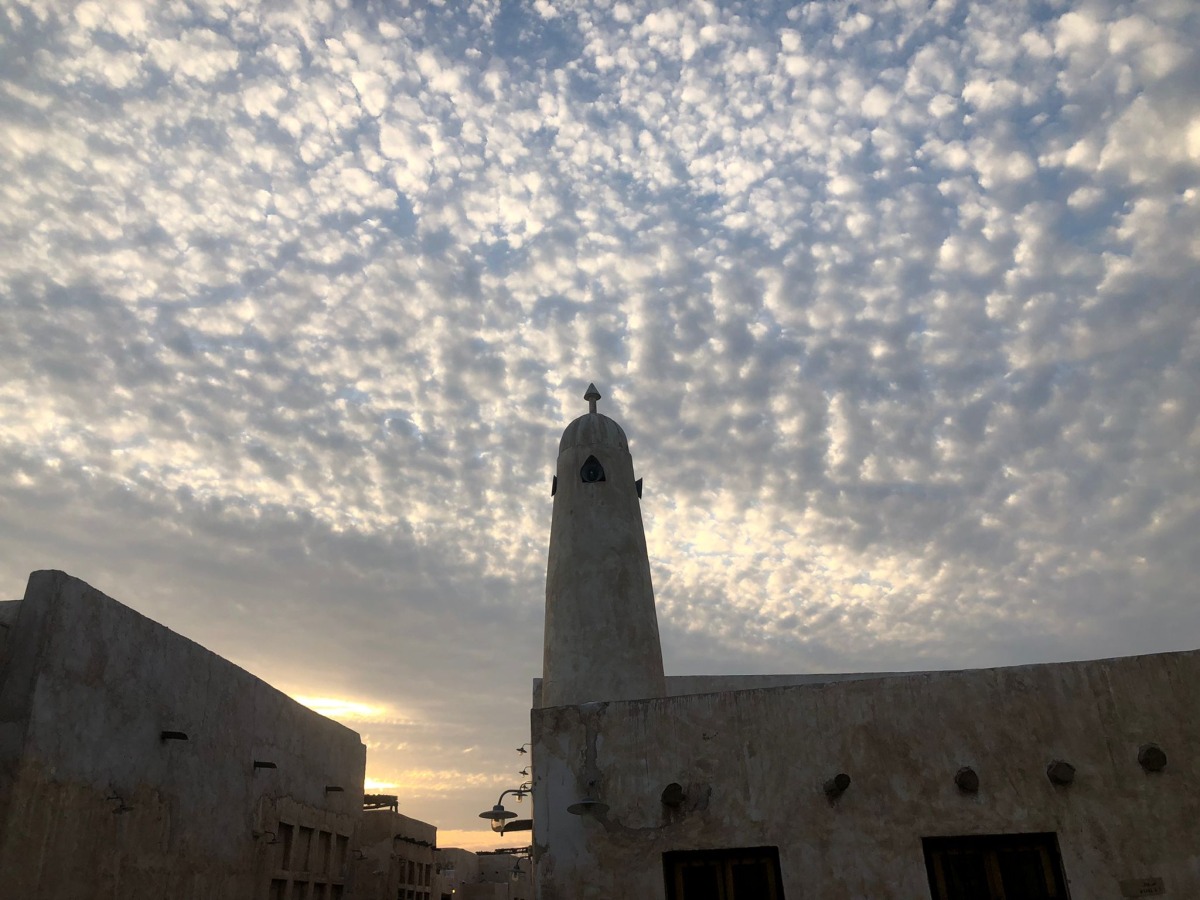 Scattered clouds blanket the sky on Friday afternoon at Souq Al Wakra. Pic clicked on January 14, 2022