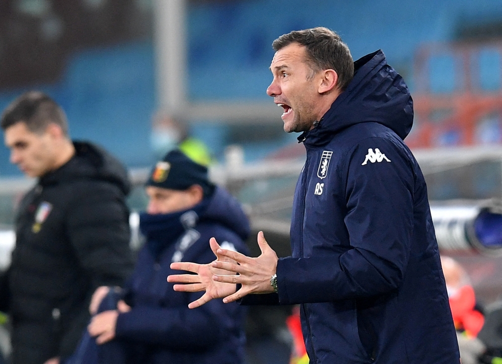 Genoa coach Andriy Shevchenko reacts REUTERS/Jennifer Lorenzini/File Photo
