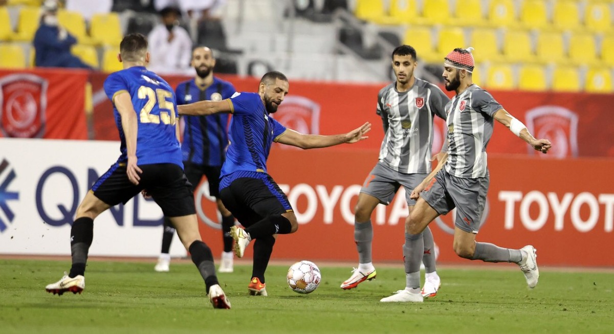 Al Sailiya and Al Duhail players in action during yesterday's match.