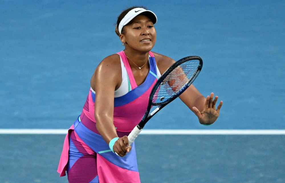  Japan's Naomi Osaka reacts during her second round match against Madison Brengle of the US. Reuters/James Gourley

