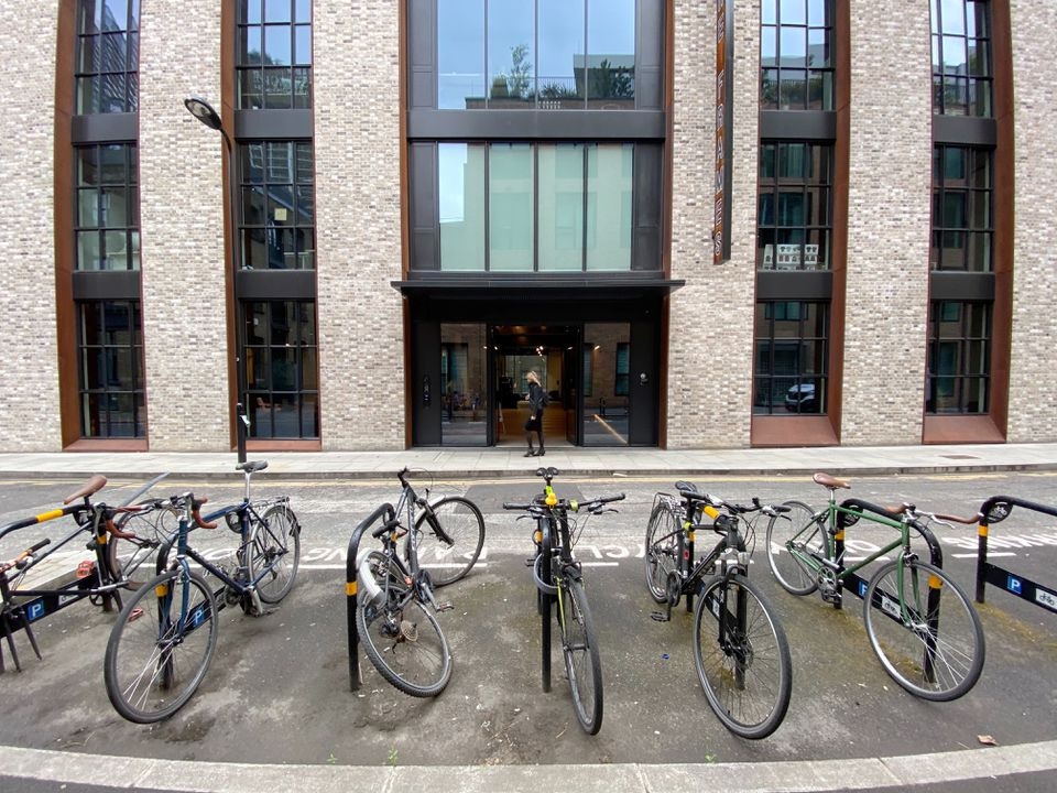 Bicycles are seen parked in front of The Frames, an office building owned by Workspace Group Plc, following the outbreak of the coronavirus disease (COVID-19), London, Britain, June 5, 2020. REUTERS/Simon Newman

