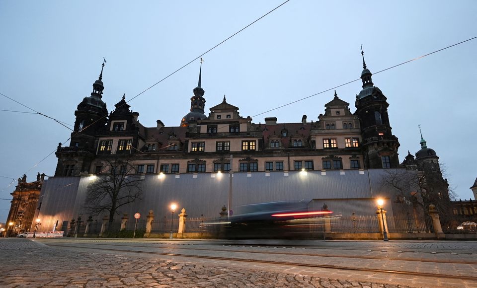 General view of the Dresden castle, which houses the Green Vault museum, in Dresden, Germany, January 26, 2022. Picture taken January, 26, 2022. REUTERS/Matthias Rietschel


