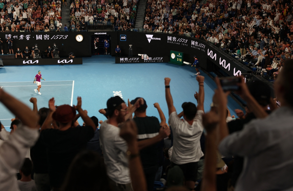 General view of Spain's Rafael Nadal as he reacts during the final against Russia's Daniil Medvedev Reuters/Loren Elliott