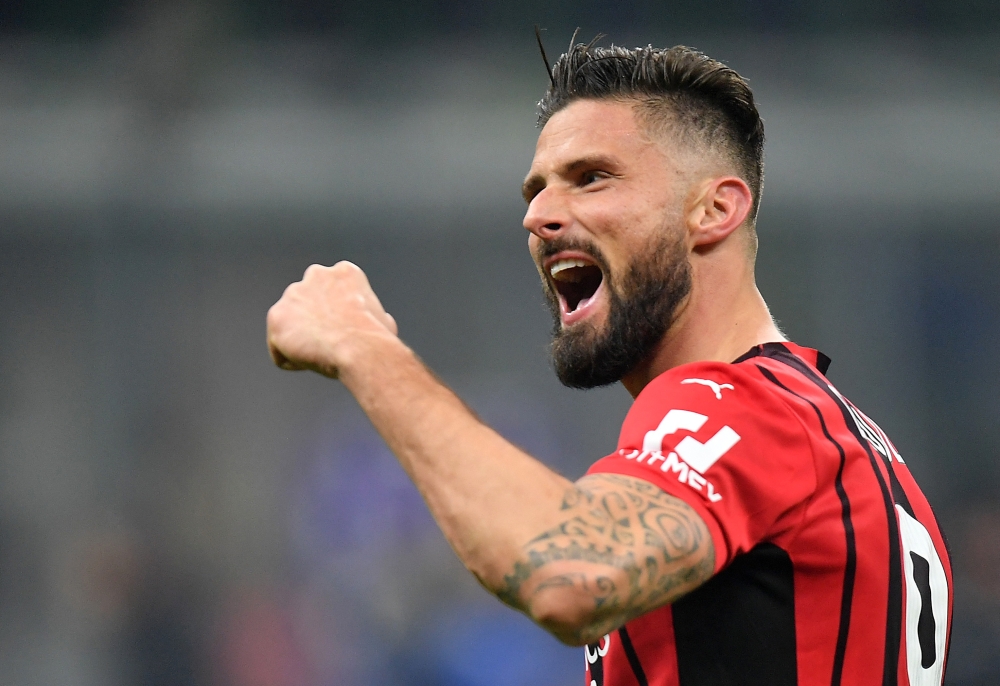 AC Milan's Olivier Giroud celebrates after the match REUTERS/Daniele Mascolo