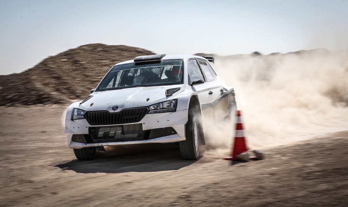 Mads Ostberg in action ahead of  Qatar International Rally. 