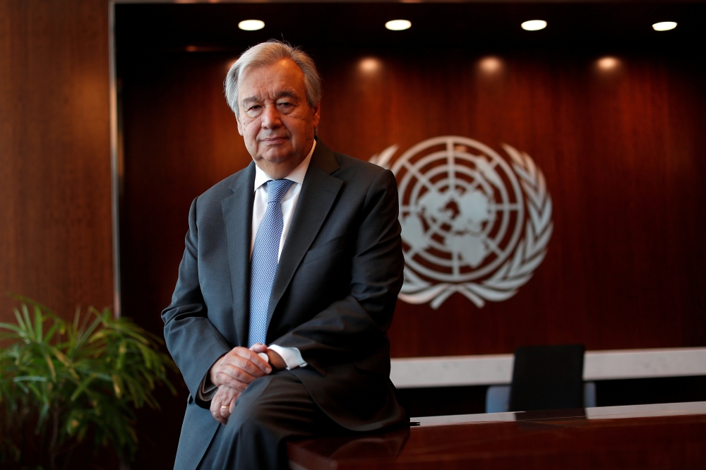 File photo: United Nations Secretary-General Antonio Guterres poses for a photograph during an interview with Reuters at U.N. headquarters in New York City, New York, U.S., September 14, 2020. Reuters/Mike Segar/File Photo