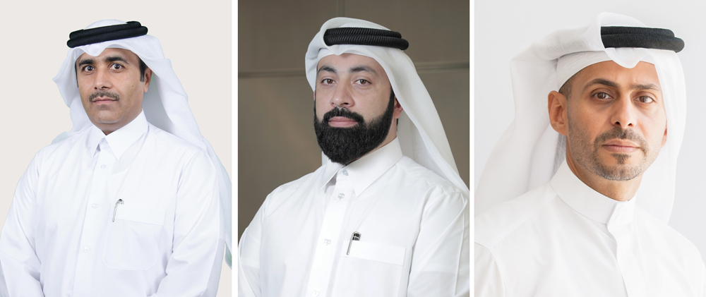 FROM LEFT: President of Kahramaa Essa bin Hilal Al Kuwari; Secretary-General of the QRDI Council Eng. Omar Al Ansari; and Hassad CEO Eng. Mohamed bin Badr Al Sadah