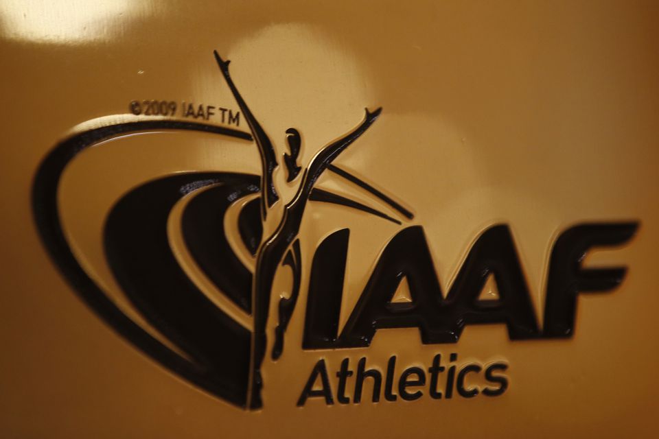 A view shows the logo at the The International Association of Athletics Federations (IAAF) headquarters in Monaco, January 14, 2016. REUTERS/Eric Gaillard/File Photo