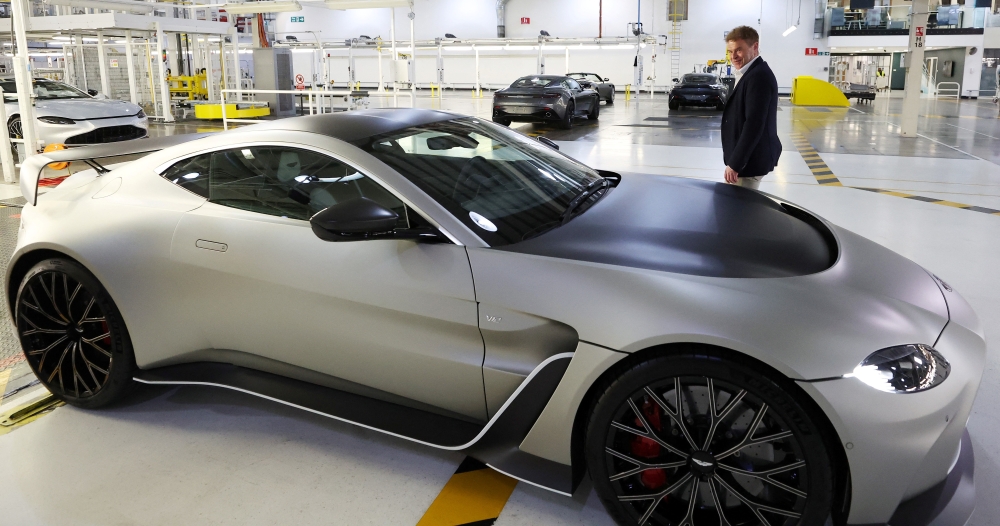 Aston Martin CEO Tobias Moers walks past the newly unveiled V12 Vantage car at the company’s factory in Gaydon, Britain, March 16, 2022. REUTERS/Phil Noble