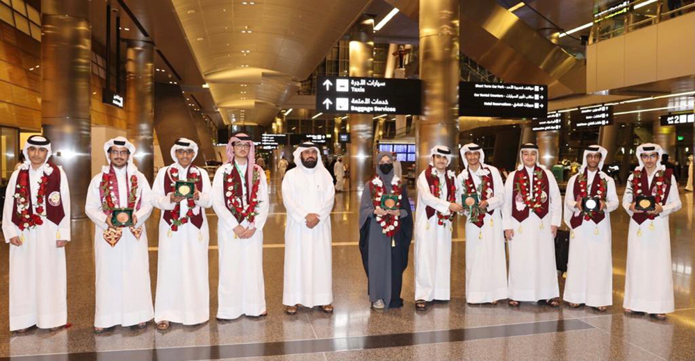 The winners were welcomed back upon their arrival at the Hamad International Airport. 