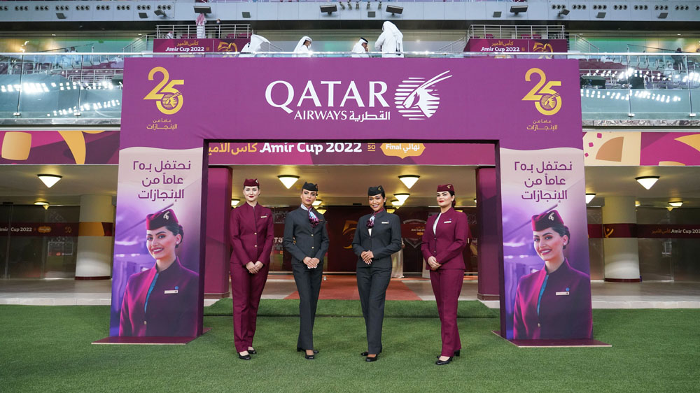 Qatar Airways cabin crew during the Amir Cup final.