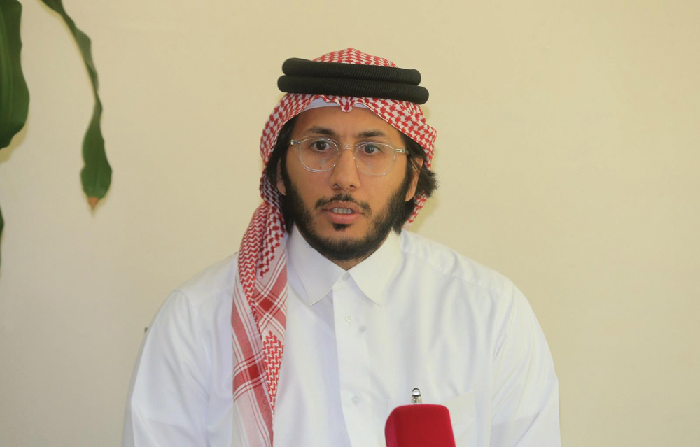 Qatar Boxing Federation President Sheikh Fahad bin Khalid Al Thani during a press conference, yesterday.