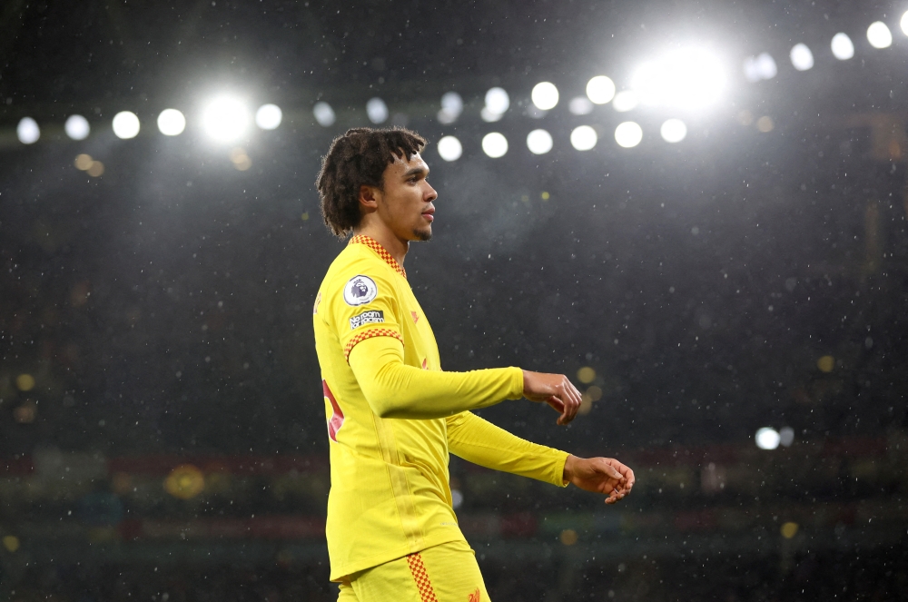 March 16, 2022 Liverpool's Trent Alexander-Arnold reacts Action Images via Reuters/Paul Childs