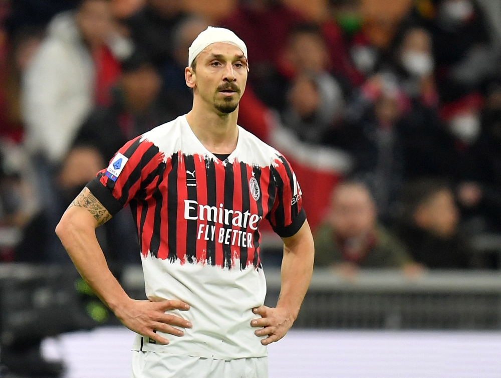 AC Milan's Zlatan Ibrahimovic reacts REUTERS/Daniele Mascolo
