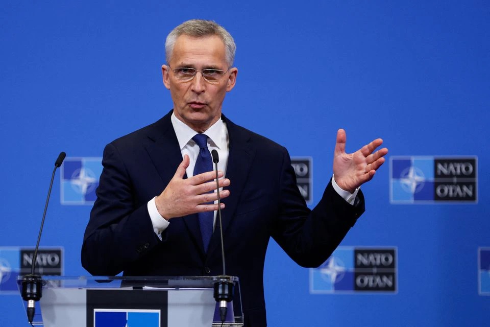 NATO Secretary General Jens Stoltenberg holds a news conference during a NATO summit to discuss Russia's invasion of Ukraine, in Brussels, Belgium, March 24, 2022. REUTERS/Gonzalo Fuentes/File Photo

