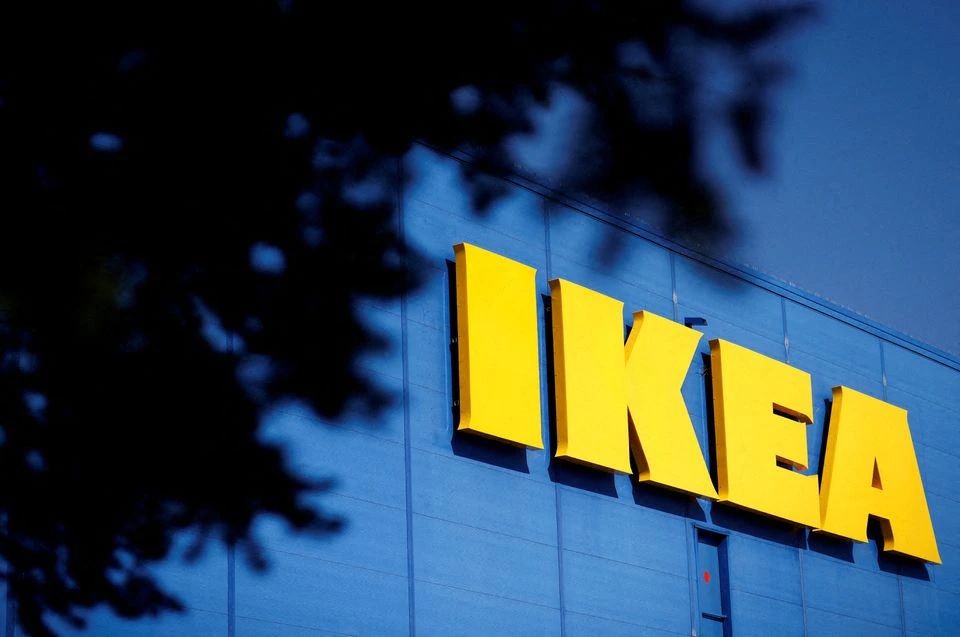 The company's logo is seen outside of an IKEA Group store in Saint-Herblain near Nantes, France, March 22, 2021. REUTERS/Stephane Mahe

