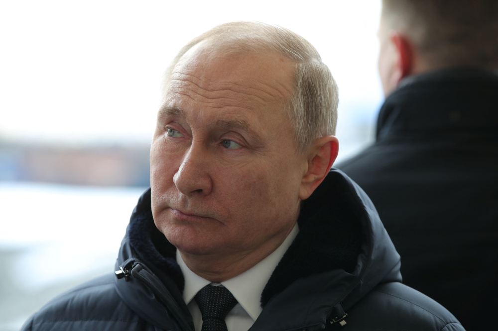 Russian President Vladimir Putin visits the construction site of the Amur launch complex for Angara rockets at the Vostochny Cosmodrome in Amur Region, Russia April 12, 2022. Sputnik/Mikhail Klimentyev/Kremlin via REUTERS
