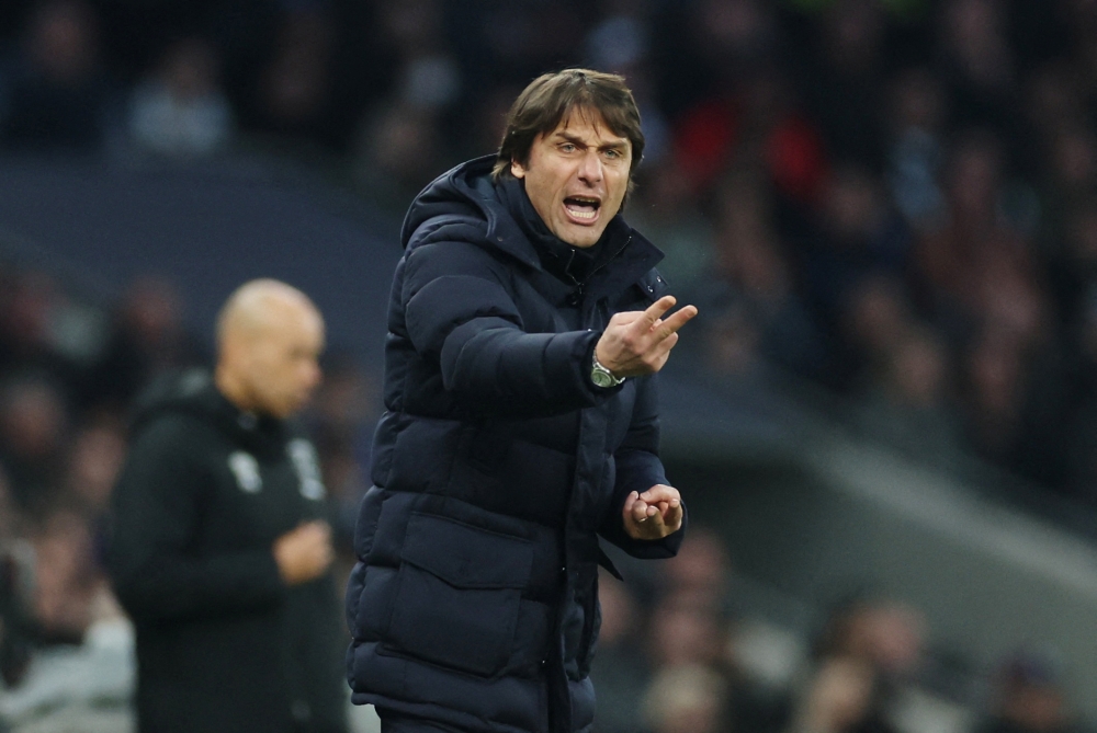 Tottenham Hotspur manager Antonio Conte during Premier League match against West Ham United - Tottenham Hotspur Stadium, London, Britain - March 20, 2022 Action Images via Reuters/Paul Childs