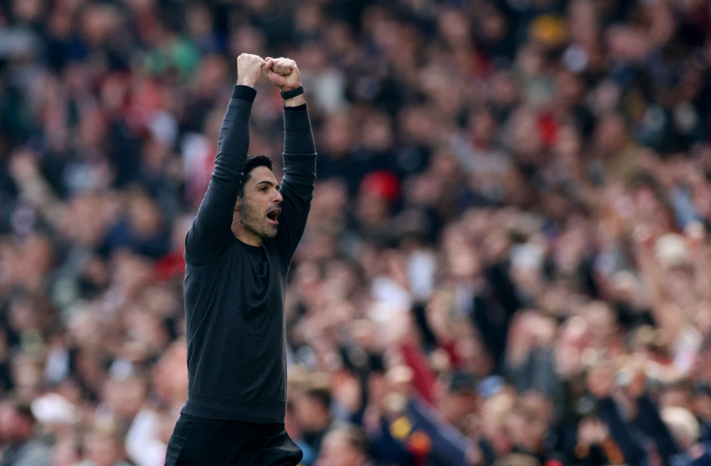 Arsenal manager Mikel Arteta celebrates after the match Action Images via Reuters/Paul Childs