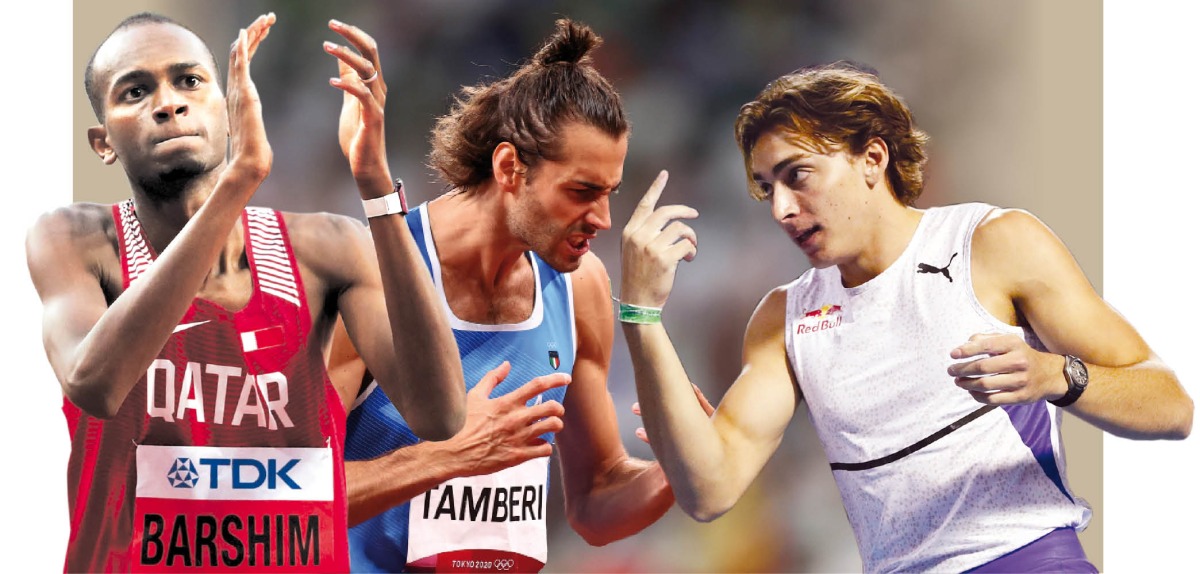 Qatar's Mutaz Essa Barshim, Italy's Gianmarco Tamberi and Sweden's Mondo Duplantis.