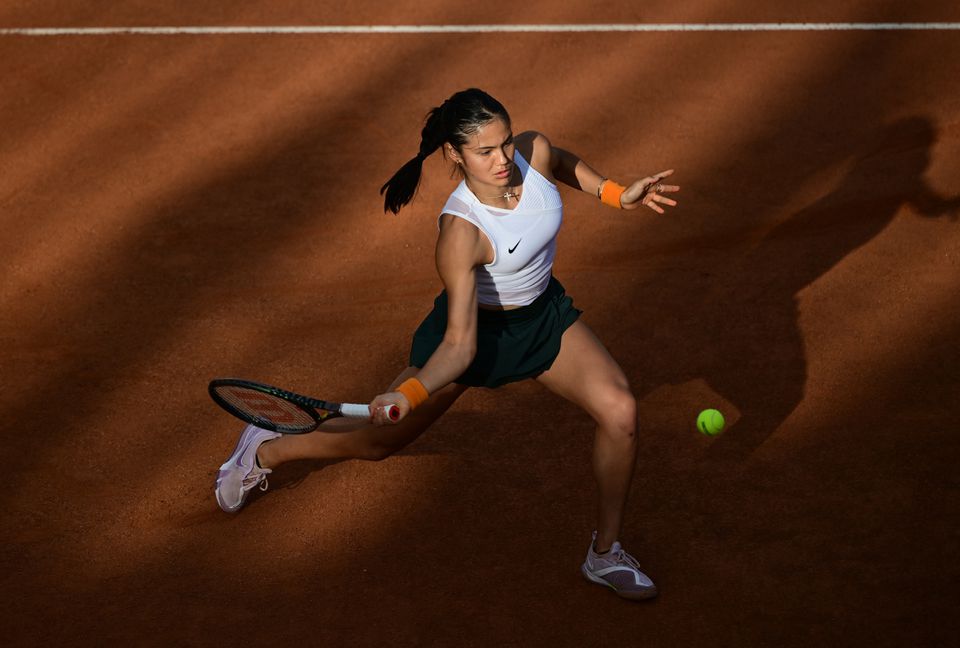 May 10, 2022 Britain's Emma Raducanu in action during her first round match against Canada's Bianca Andreescu REUTERS/Alberto Lingria

