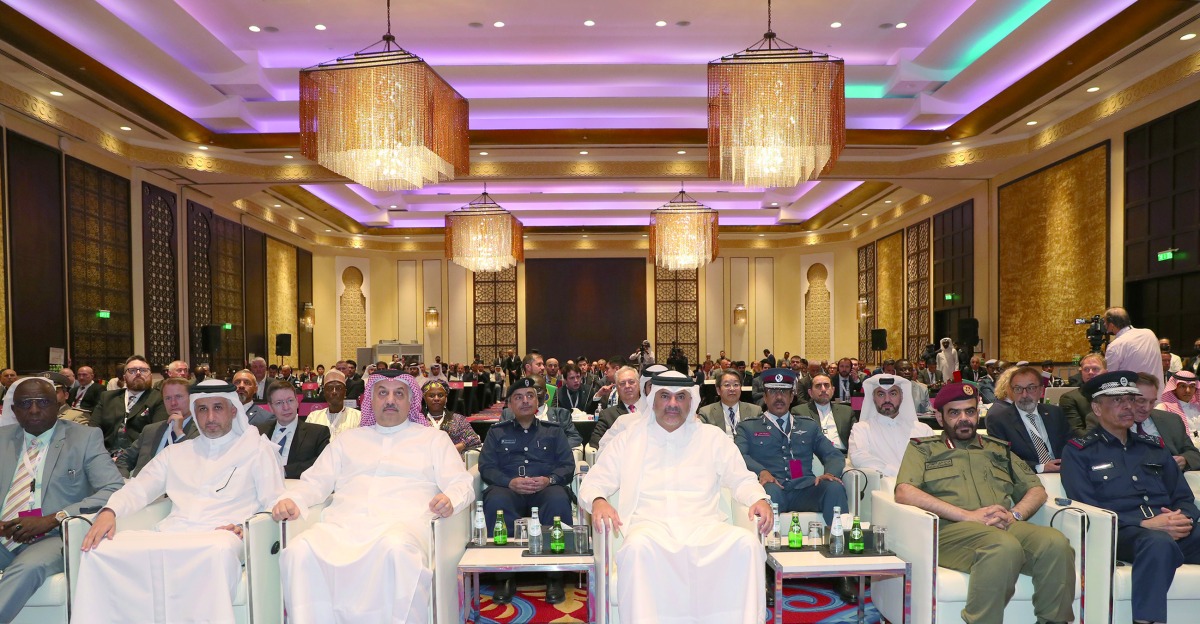 Prime Minister and Minister of Interior H E Sheikh Khalid bin Khalifa bin Abdulaziz Al Thani, Deputy Prime Minister and Minister of State for Defence Affairs H E Dr. Khalid bin Mohamed Al Attiyah and other dignitaries attending the two-day security conference at InterContinental Doha, yesterday.