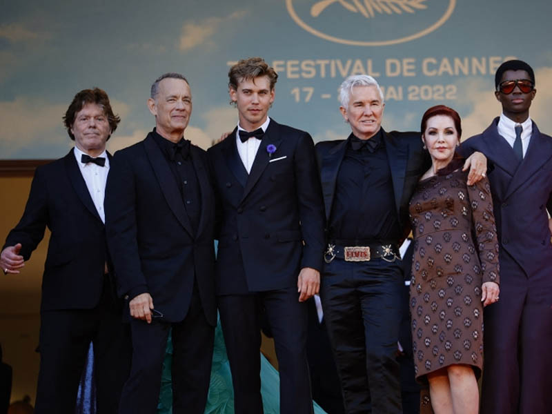 Cannes, France, May 25, 2022. Director Baz Luhrmann, Priscilla Presley, cast members Tom Hanks, Austin Butler, and Alton Mason pose. REUTERS/Sarah Meyssonnier 