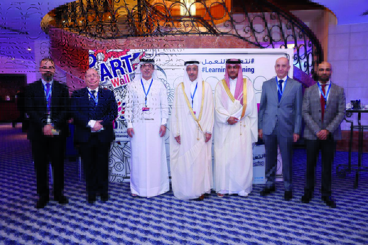 Minister of Sports and Youth H E Salah bin Ghanem Al Ali with other officials and delegates on the sidelines of the Regional Summit for Arab States, in Amman, Jordan.
