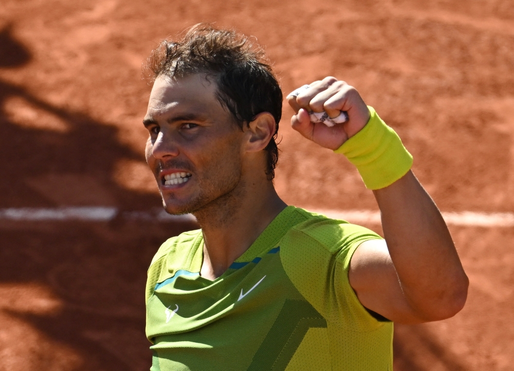 May 27, 2022 Spain's Rafael Nadal celebrates after winning his third round match against Netherlands' Botic Van De Zandschulp REUTERS/Dylan Martinez