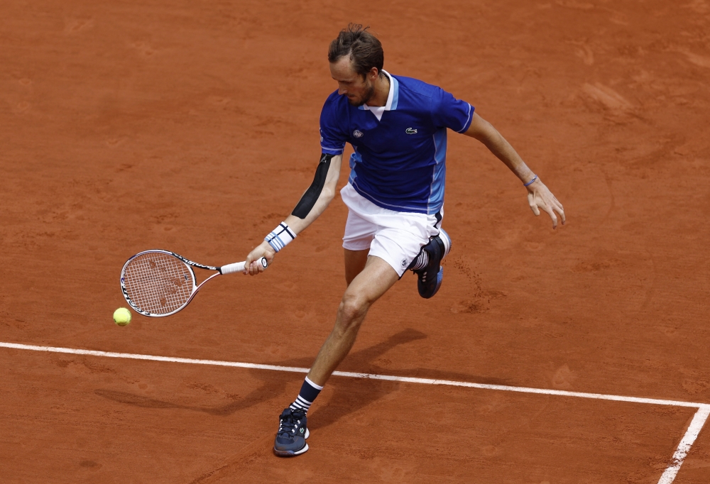 Russia's Daniil Medvedev in action during his third round match against Serbia's Miomir Kecmanovic Reuters/Yves Herman