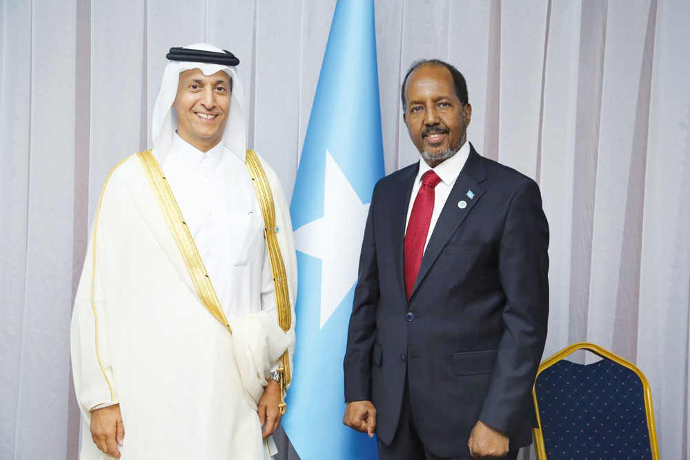 Minister of State H E Sheikh Fahd bin Faisal Al Thani during  the inauguration of Somali  President Hassan Sheikh Mahmoud.   
