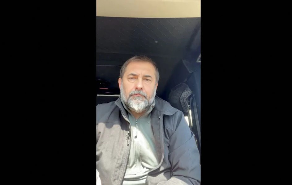 Luhansk regional governor Serhiy Gaidai speaks in a video message, as Russia's invasion of Ukraine continues, in Ukraine, May 8, 2022 in this screengrab taken from a handout video obtained by Reuters on May 8, 2022. Luhansk Regional Military-Civil Administration/Handout via REUTERS

