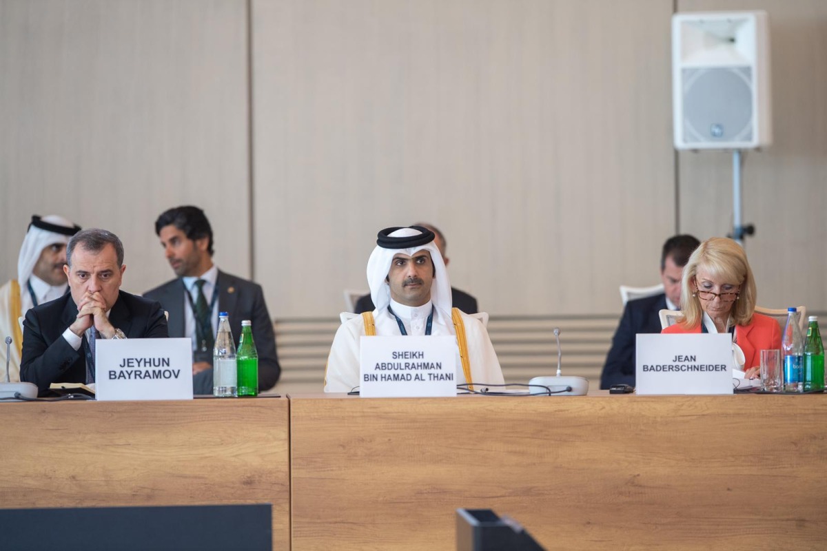 Minister of Culture H E Sheikh Abdulrahman bin Hamad Al Thani during the 9th edition of the Baku World Forum, which was inaugurated by President of the Republic of Azerbaijan H E Ilham Aliyev.