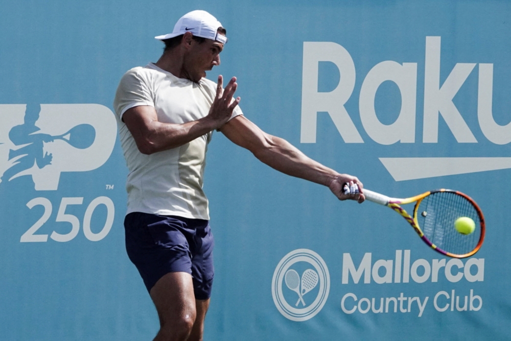 Spain's Rafael Nadal trains at Rafa Nadal Academy in Manacor, on the island of Mallorca, Spain, on June 17, 2022. Reuters