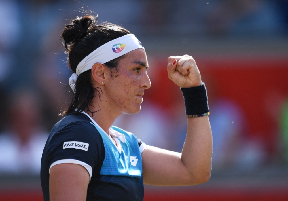 Tunisia's Ons Jabeur reacts during her semi final match against Coco Gauff of the U.S. REUTERS/Annegret Hilse