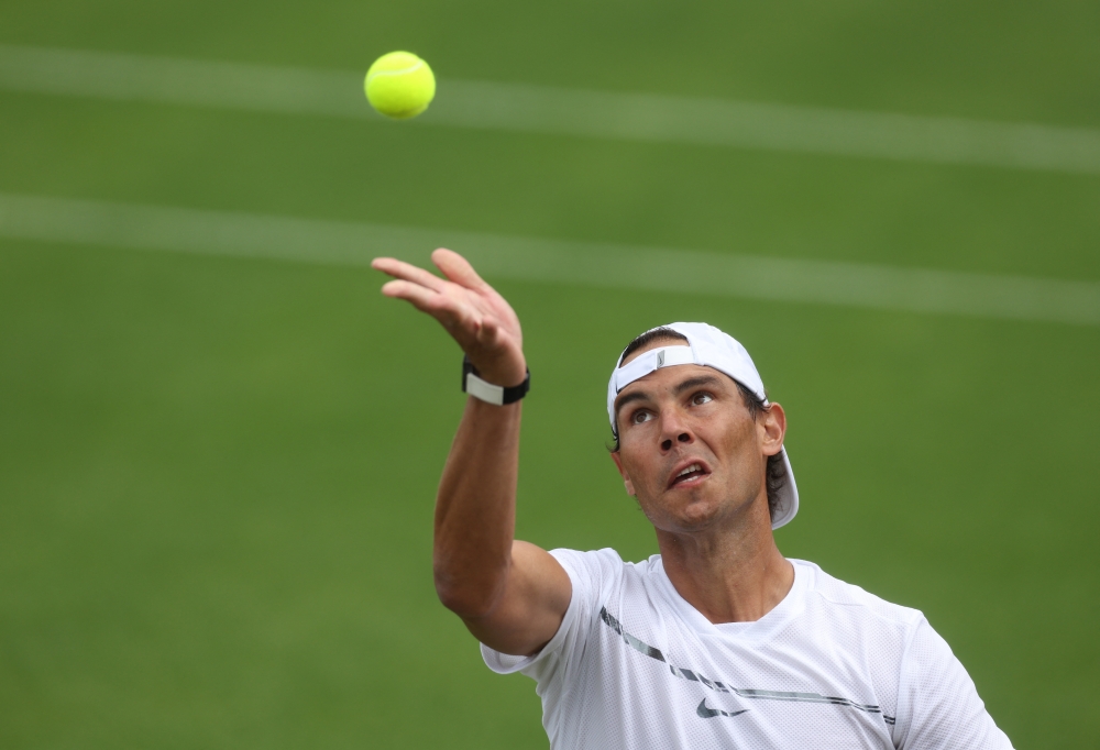 Spain's Rafael Nadal during practice REUTERS/Paul Childs
